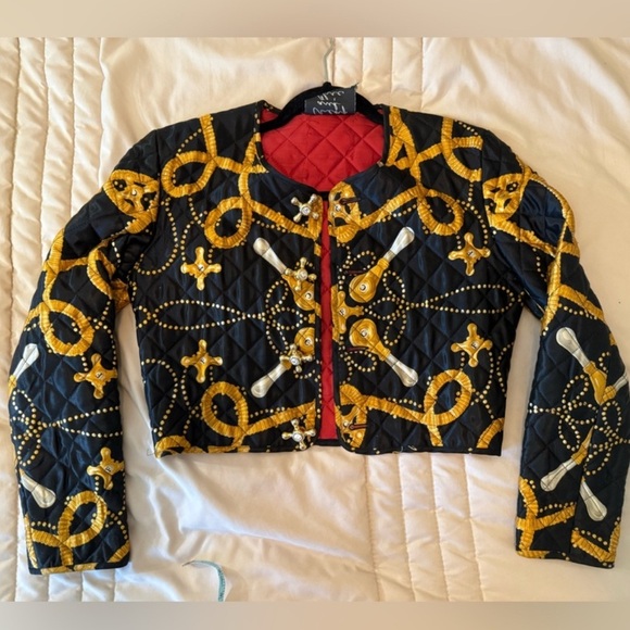 Moschino Black and Gold Blazer with Baroque Chain Design - Picture 9 of 9